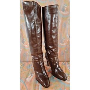 Vintage Gucci Brown Leather Knee-High High Heel Boots EU 37 – Auth